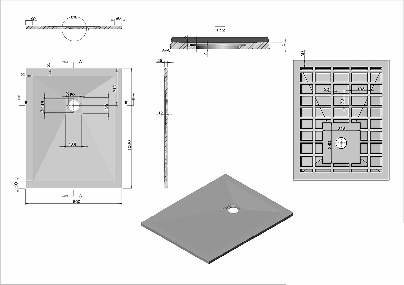 Поддон для душа Vincea 100х80 антрацит матовый VST-4SR8010A - 1