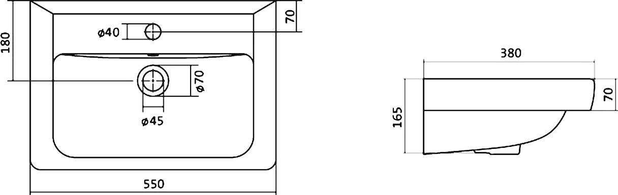 Мебельная раковина Бриклаер Santek Тигода 55 4000159983320 - 2