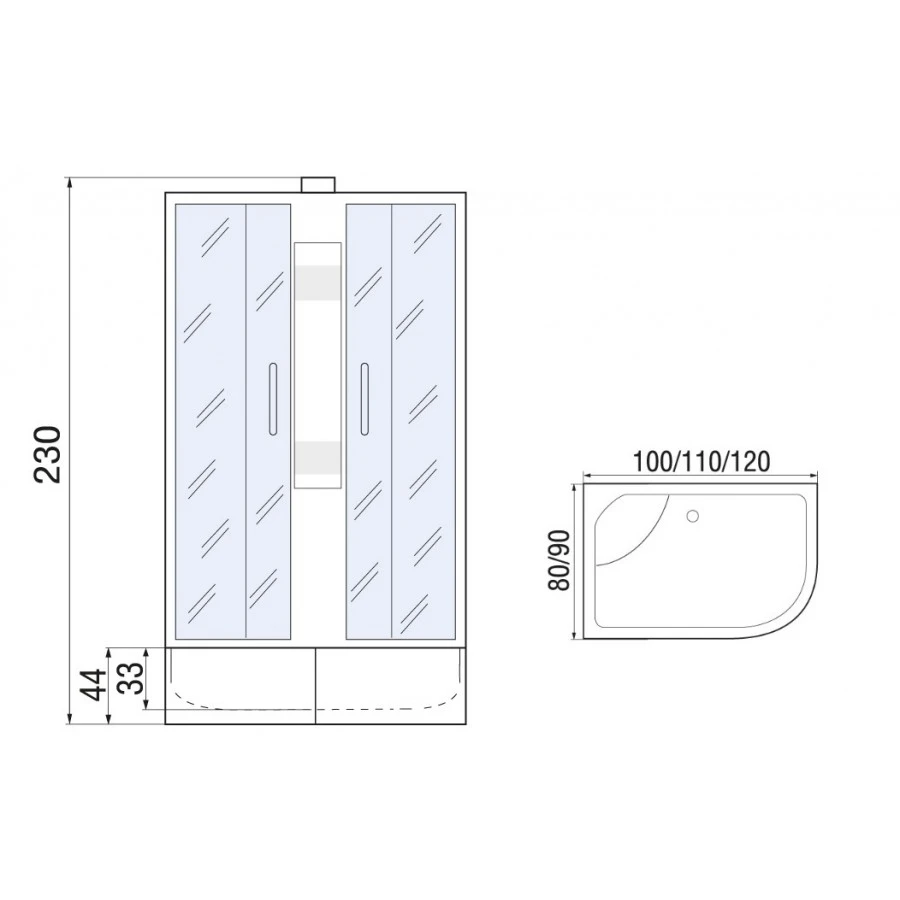 Душевая кабина с поддоном River Desna XL 100/80/44 MT R  10000006140 - 3