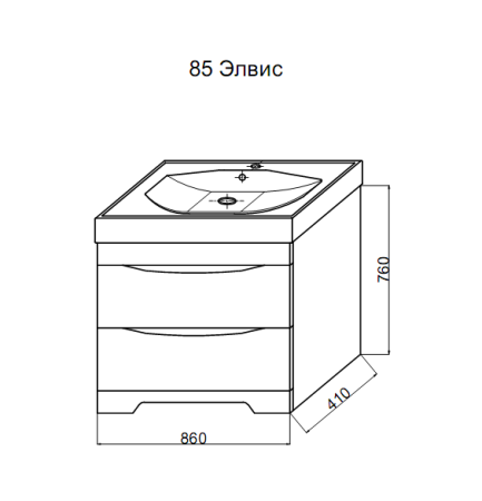 Тумба с раковиной Misty Элвис 85 белая глянцевая УТ000007114 - 2
