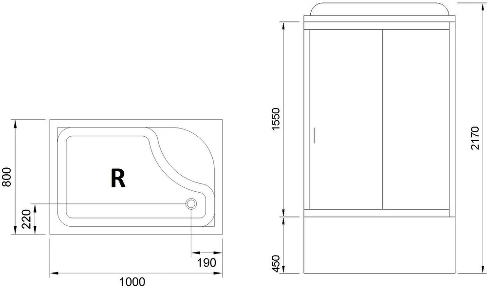 Душевая кабина Royal Bath 100x80 R стекло матовое задняя стенка белая RB8100BP5-WC-R - 3