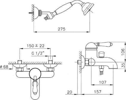 Смеситель для ванны Nicolazzi Classica хром  3401CR75 - 2