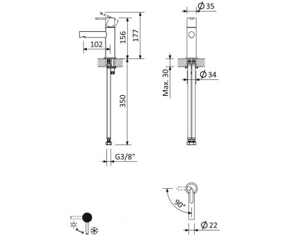 Смеситель для раковины Cezares Leaf золото  LEAF-LSM1-SR - 1