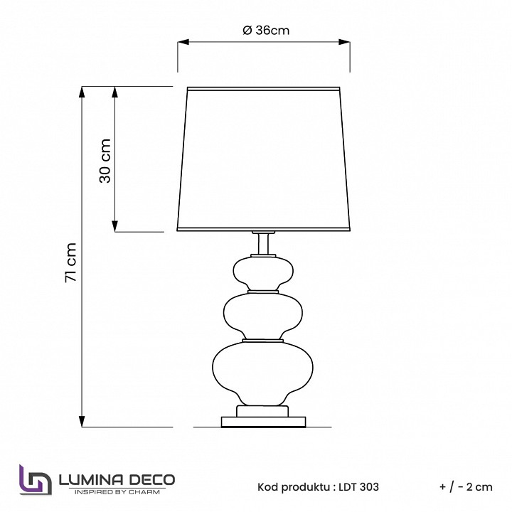 Настольная лампа декоративная LUMINA DECO Briston LDT 303 F.GD+WT - 1