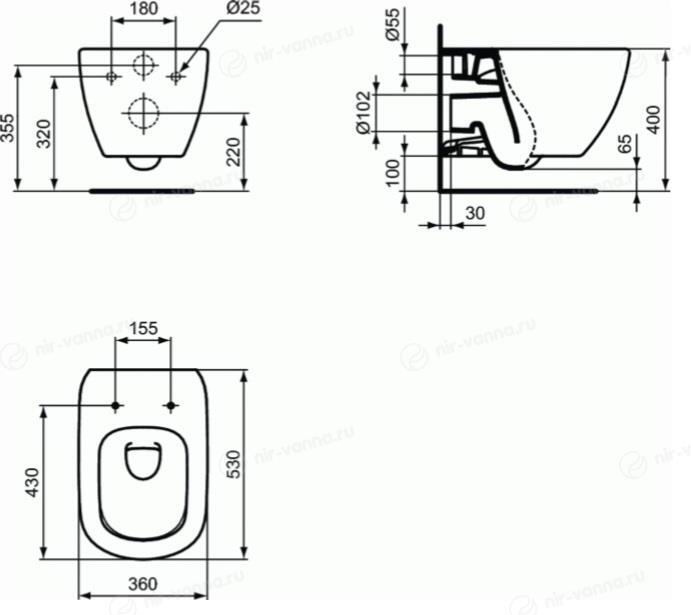 Комплект Ideal Standard Tesi AquaBlade T3868V1 - 1