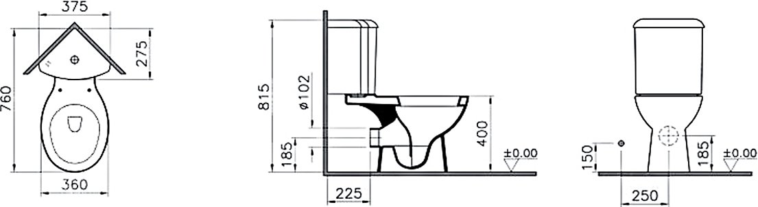 Унитаз-компакт VitrA Arkitekt 9754B003-7201 - 2