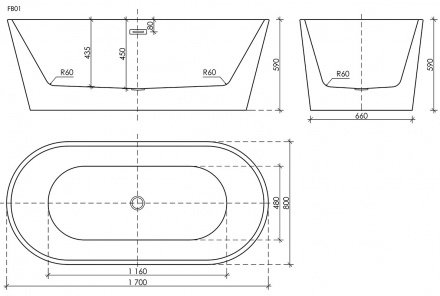 Акриловая ванна Ceramica Nova Mimi 170х80 белая FB01 - 6
