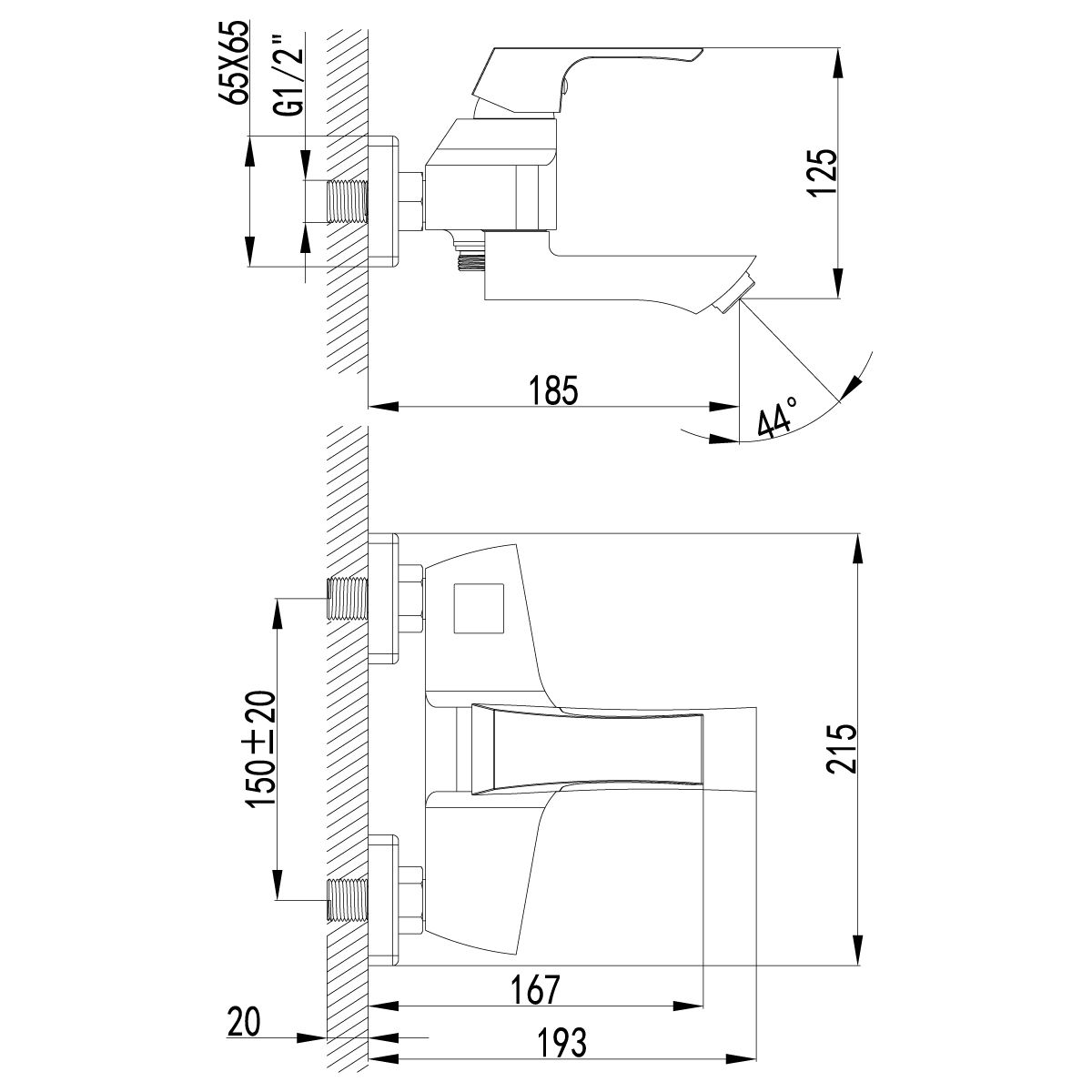 Смеситель для ванны Lemark Unit хром  LM4514C - 1