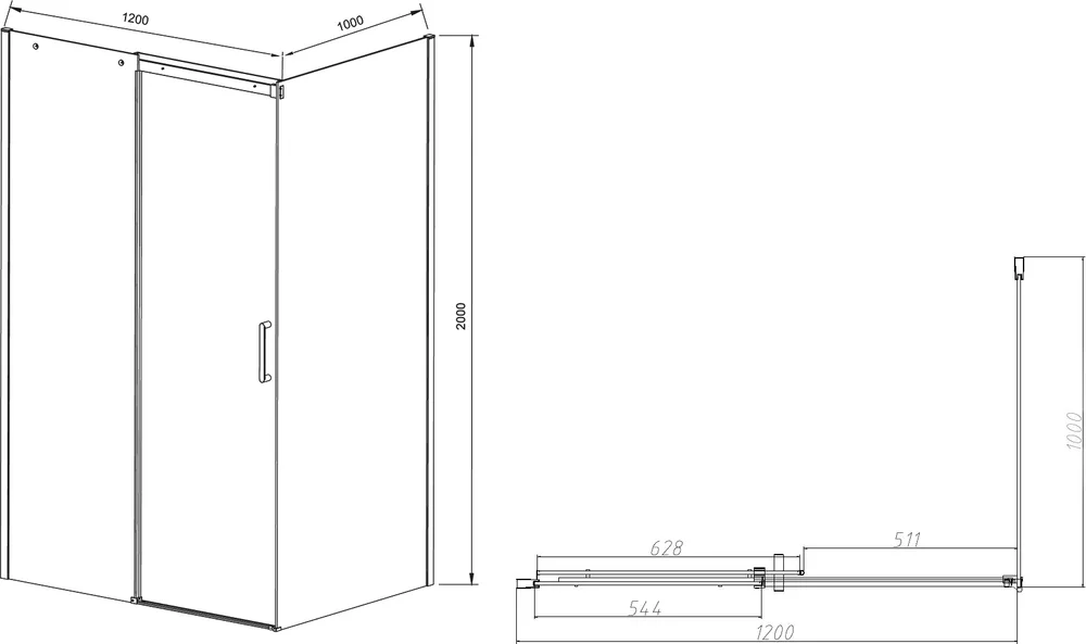 Душевой уголок Vincea Dice 120х100 профиль черный стекло прозрачное VSR-4D1012CLB - 3