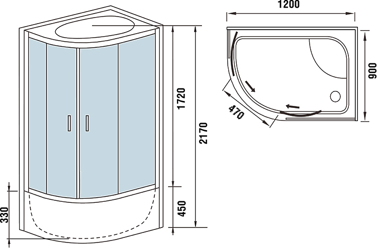 Душевая кабина Weltwasser WW500 HALLE 1204 R 120х90 хром  10000003315 - 15