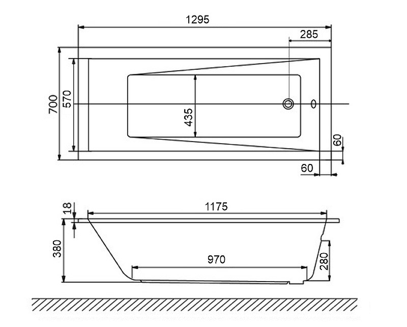 Ванна акриловая WHITECROSS Wave Slim 130x70 белый 0111.130070.100 - 4