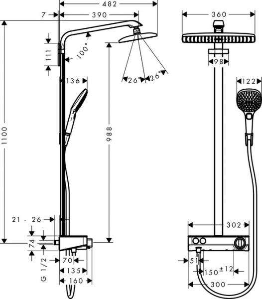 Душевая стойка Hansgrohe Raindance E 27288400 - 1