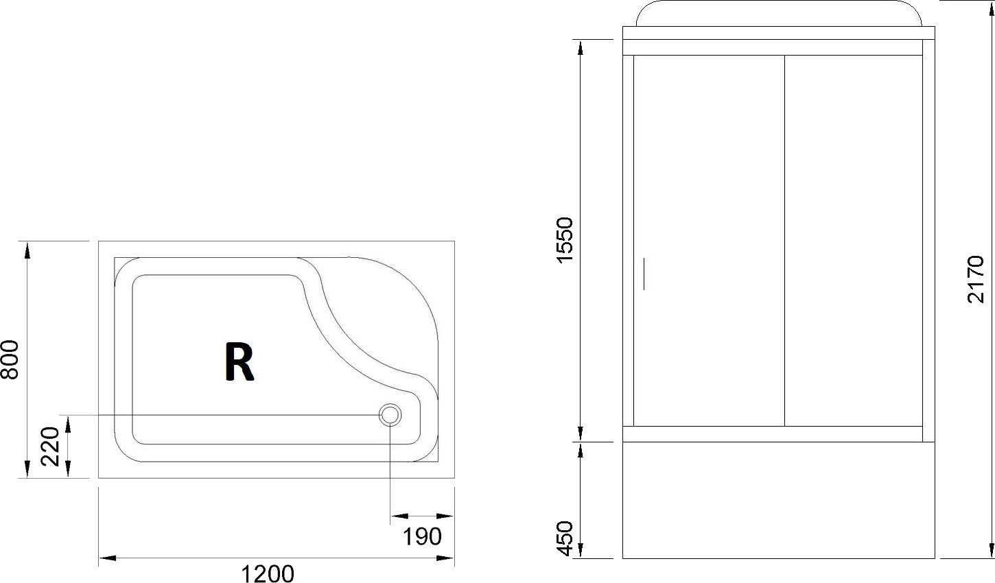 Душевая кабина Royal Bath 120х80 правая белая стекло матовое с гидромассажем RB8120BP2-M-R - 3