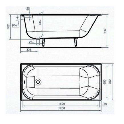 Чугунная ванна Wotte Start 170x75 Start 1700x750 - 3