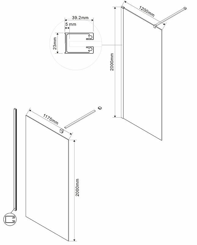 Душевая перегородка Vincea Walk-In 120х200 золото стекло прозрачное VSW-1H120CLG - 1