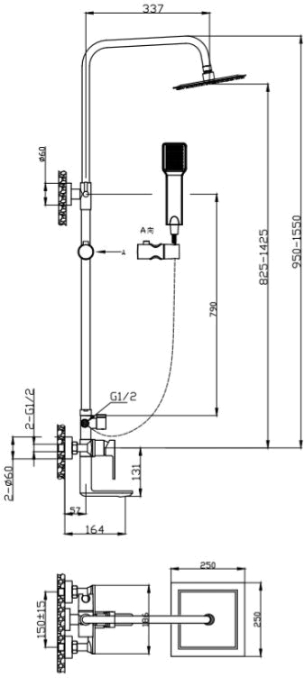 Душевая стойка BelBagno Romano хром  ROMANO-VSCM-CRM - 1