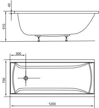 Акриловая ванна Ravak Classic 120x70 см  C861000000 - 1