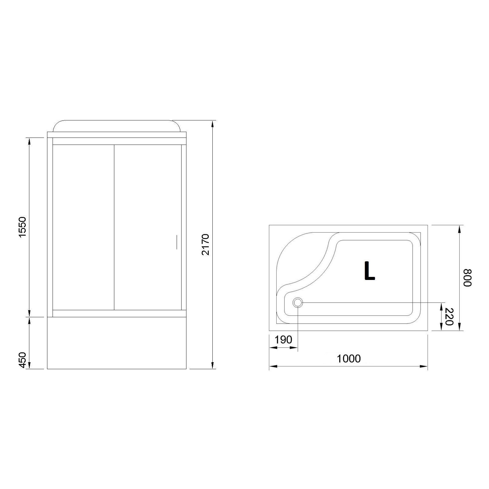 Душевая кабина Royal Bath BP 100х80 L профиль хром стекло матовое с гидромассажем RB8100BP2-M-CH-L - 4