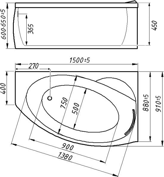 Ванна из искусственного камня Фэма Аделина 150 L АДЕЛИНА-150 L - 8