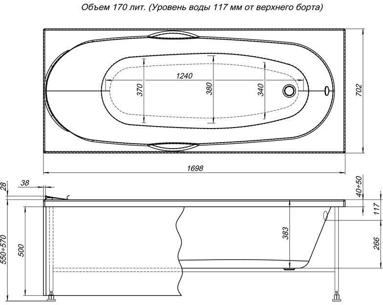 Акриловая ванна Aquanet Dali 170x70 239293 - 2