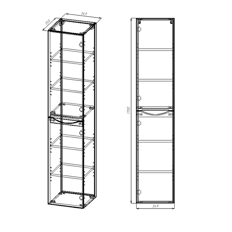 Шкаф-пенал Vincea Mia 170х35 правый бетон VSC-2M170BT-R - 2