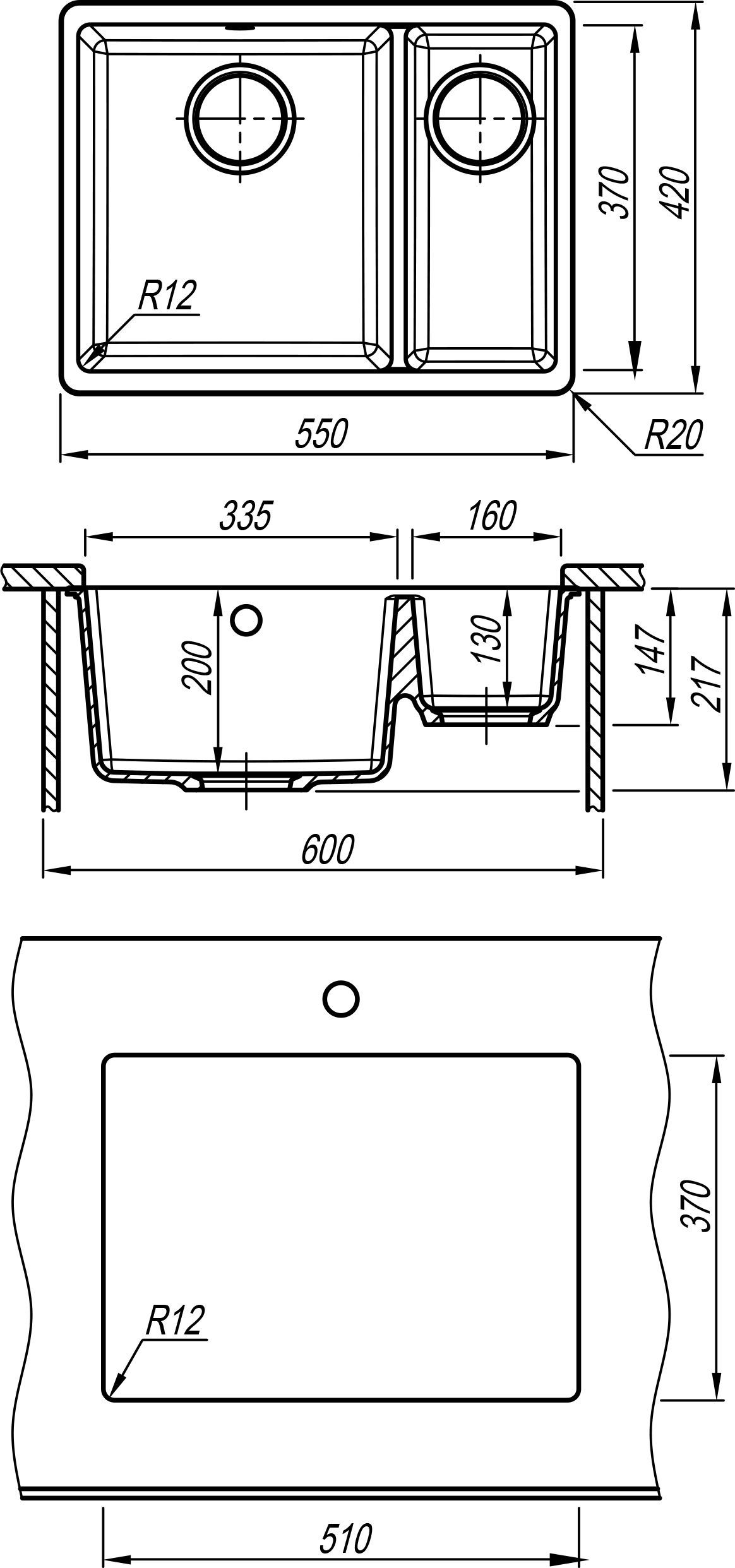 Мойка Flortek Ринг 335/160, капучино FSm  24.055.D0510.306 - 2