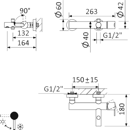 Смеситель Cezares Leaf VD-01 для ванны с душем LEAF-VD-01 - 1