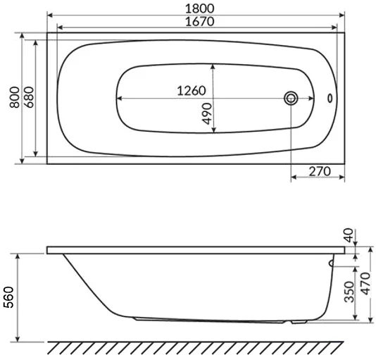 Ванна акриловая WHITECROSS Layla 180x80 белый 0102.180080.100 - 3