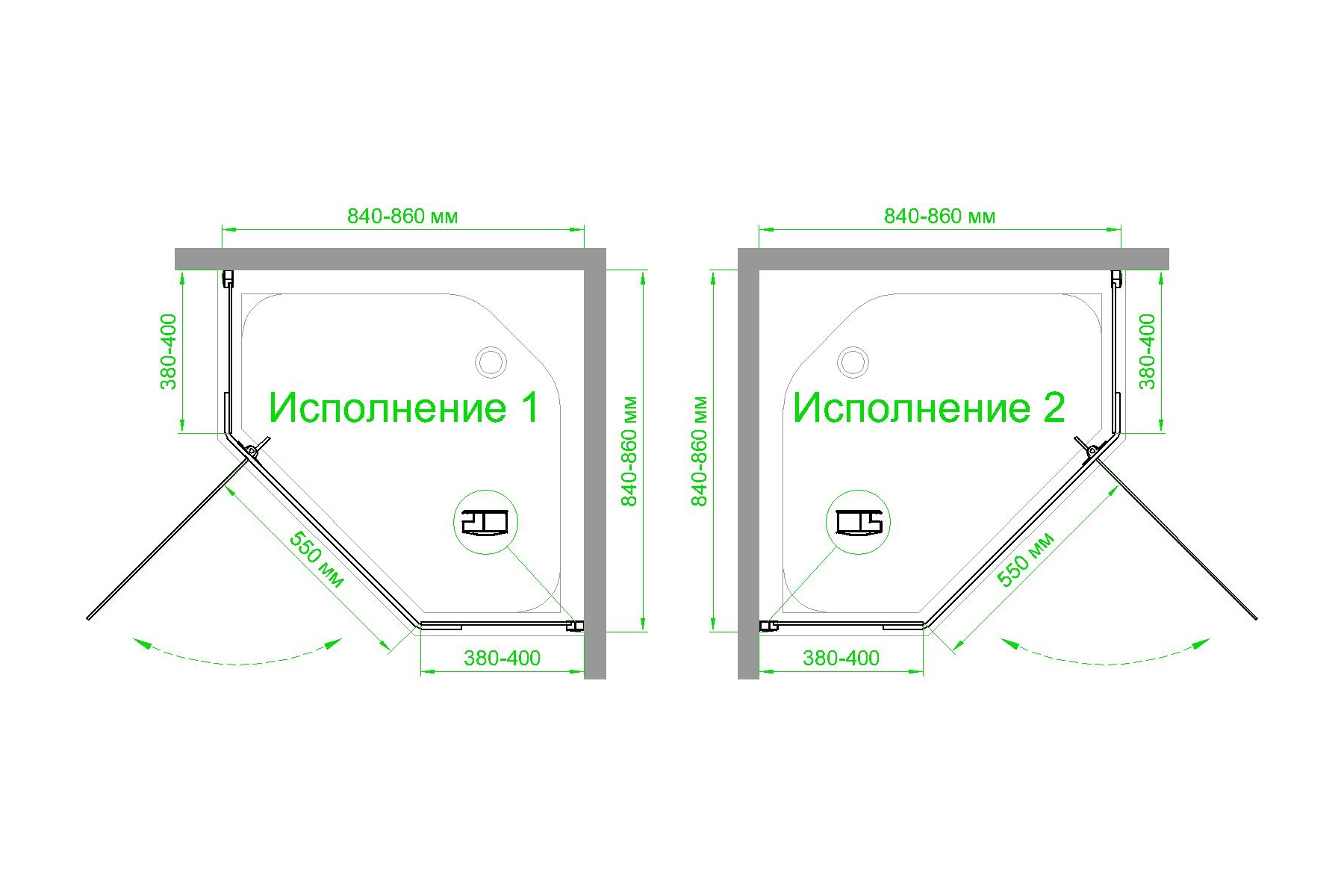 Душевой уголок Royal Bath TR 85х85 профиль черный стекло матовое RB85TR-C-BL - 3