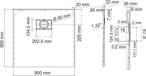 Поддон для душа Wasserkraft Main 41T03 90x90 см - 1