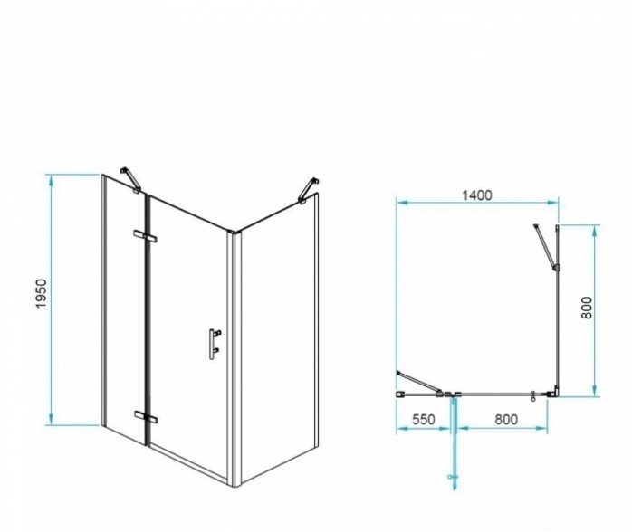 Душевой уголок RGW Passage PA-77-1B L 140x80 профиль черный стекло прозрачно 410877148-084L - 2