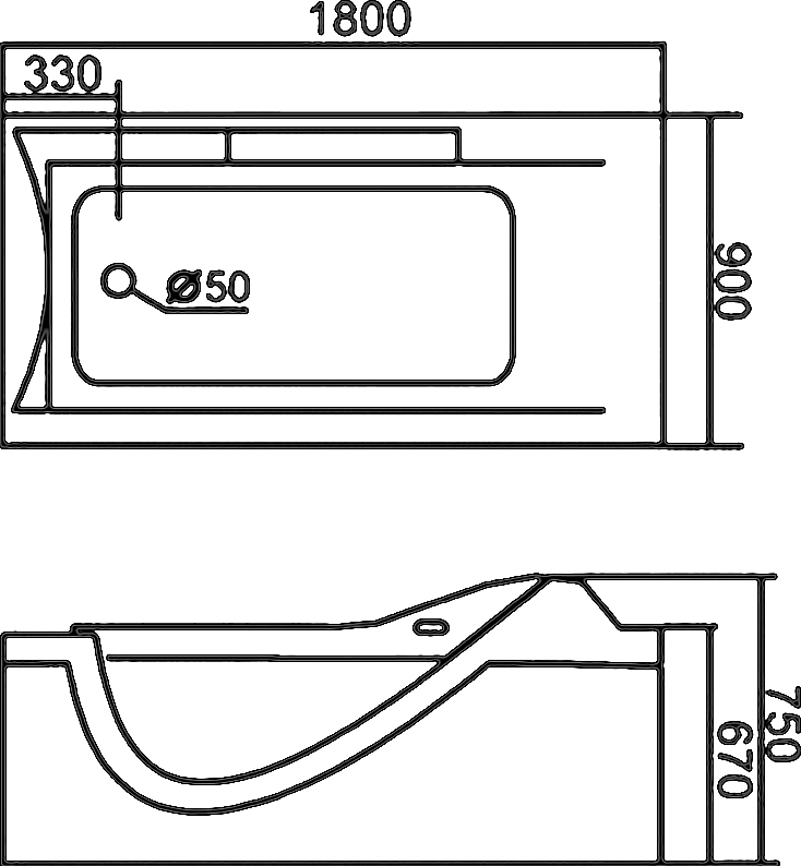 Акриловая ванна Gemy G9055 K L - 3