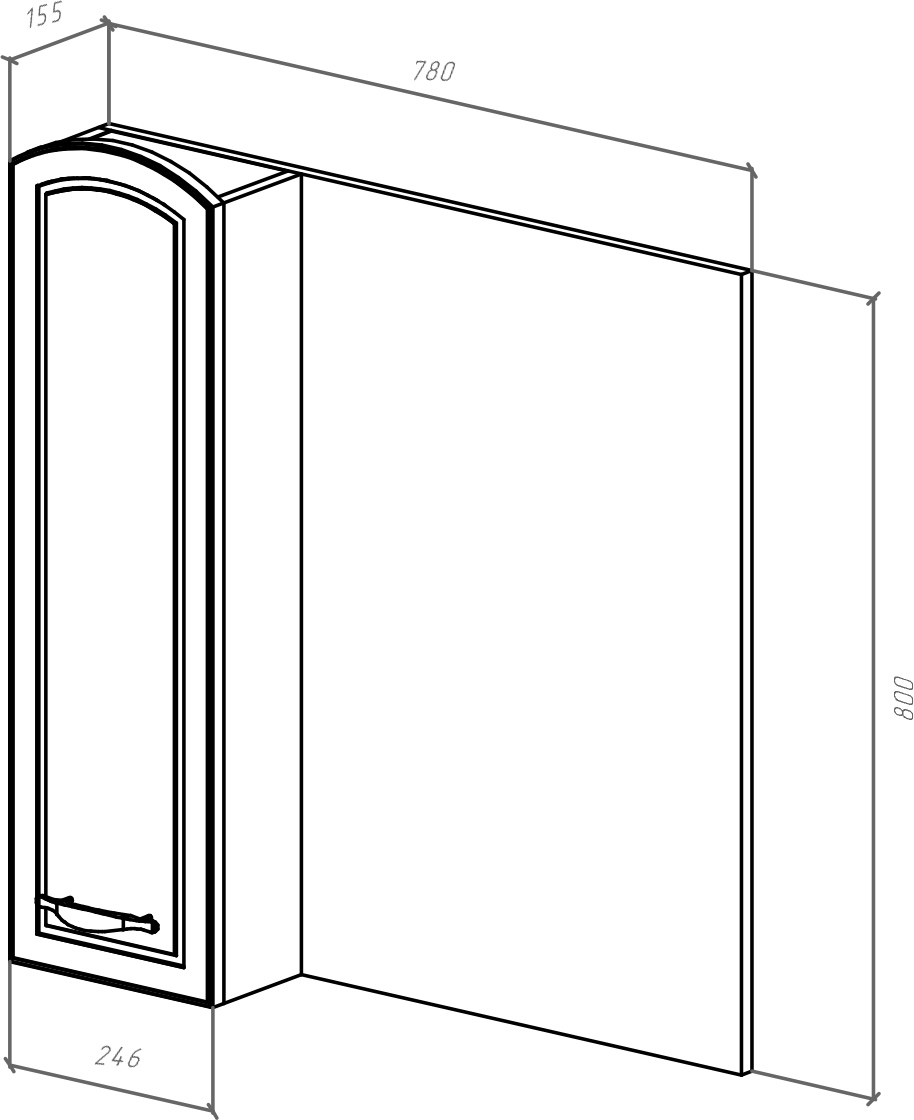 Зеркало-шкаф Bellezza Амелия 80 L, белое, патина золото 4610313002385 - 2