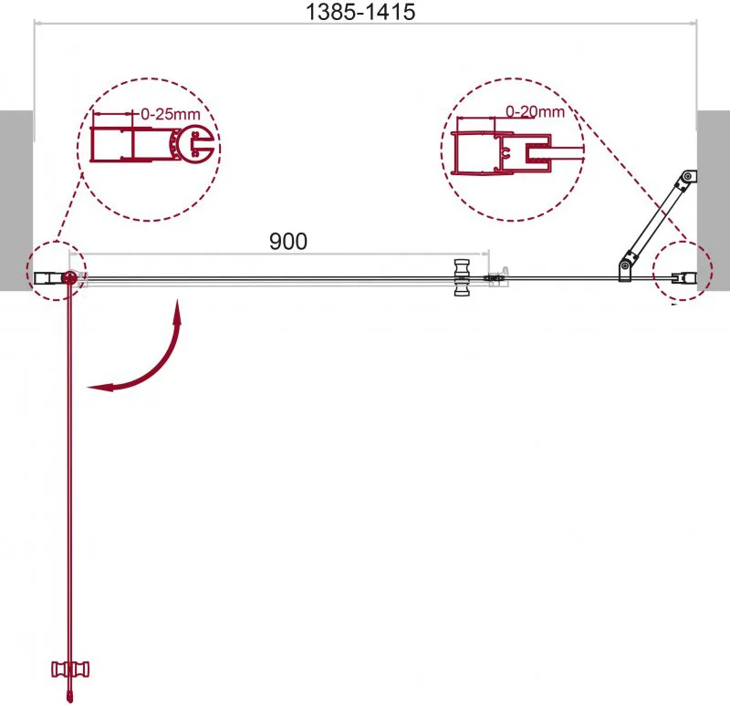 Душевая дверь BelBagno Etna 140 профиль хром  ETNA-B-11-40+100-C-Cr - 4