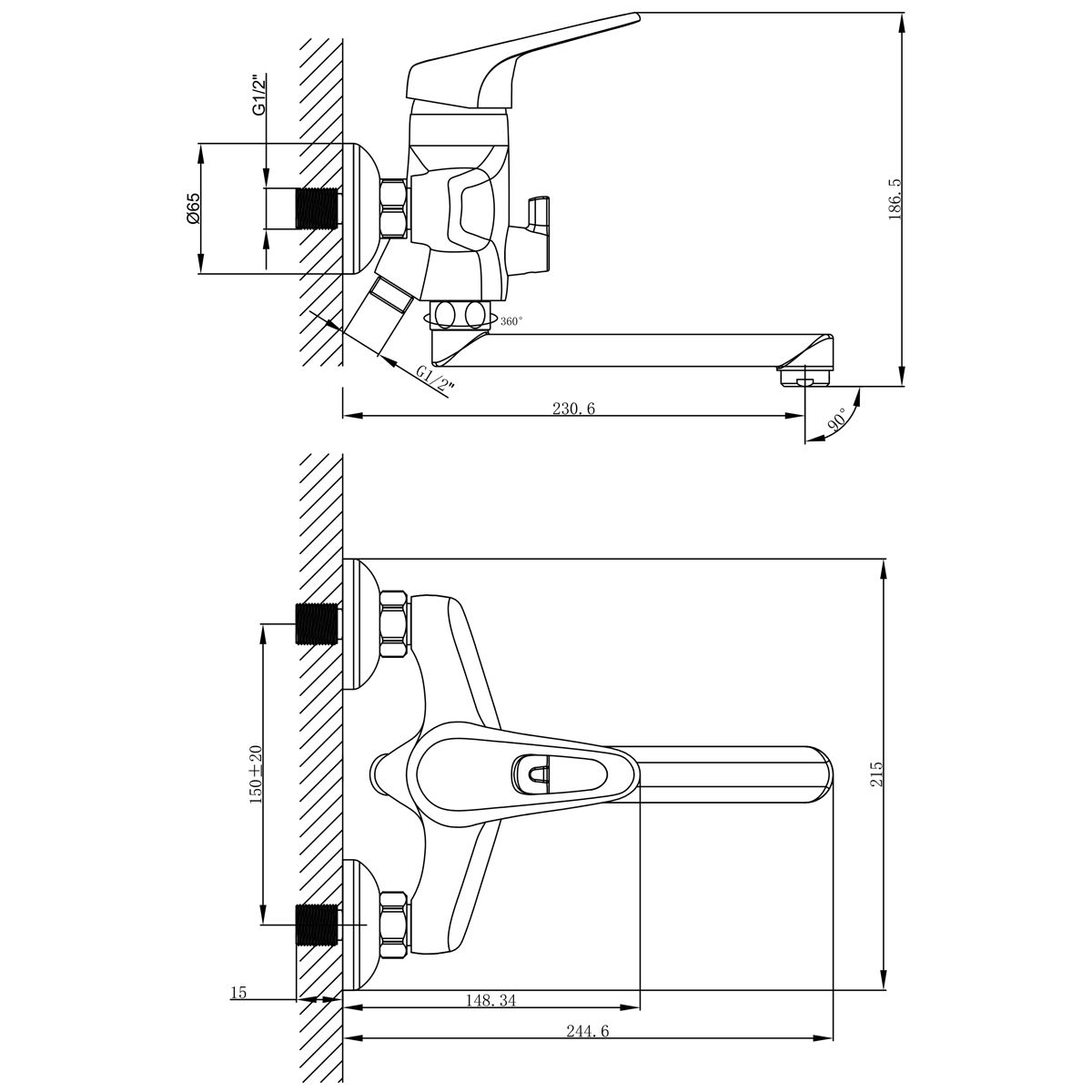 Смеситель Lemark Luna для ванны с душем LM4113C - 1