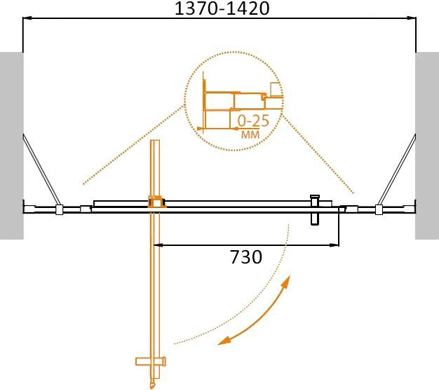 Душевая дверь в нишу Cezares Molveno BA 12 100+40 C Cr IV MOLVENO-BA-12-100+40-C-Cr-IV - 1