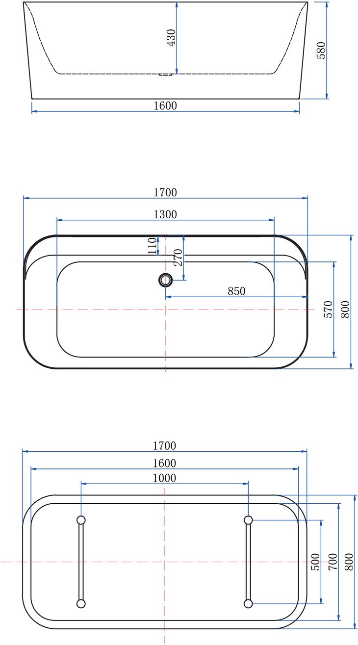 Акриловая ванна Allen Brau Infinity 170x78 2.21002.20/AM белый глянец(панель антрацит) - 1