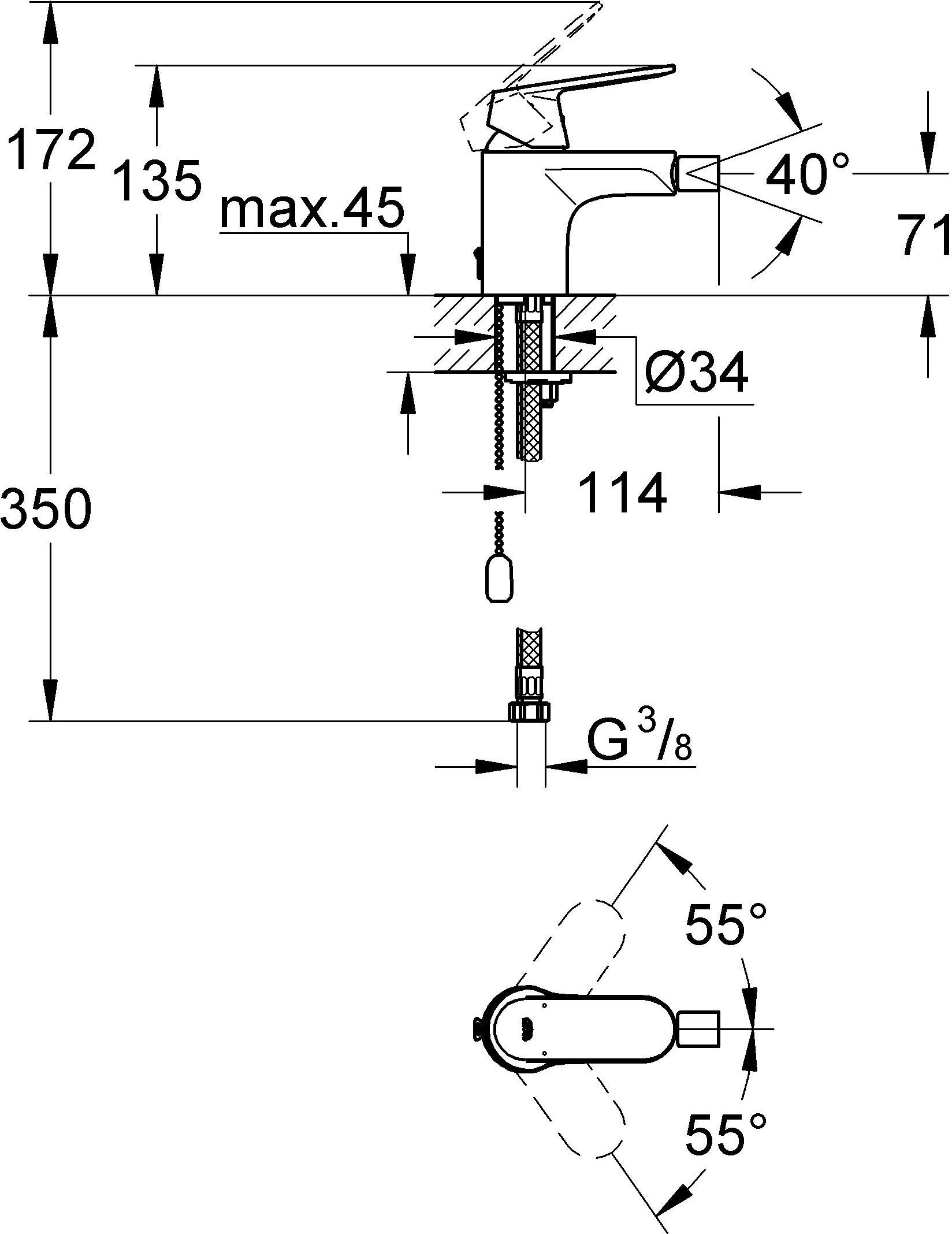 Смеситель Grohe Eurosmart Cosmopolitan 32840000 для биде - 1