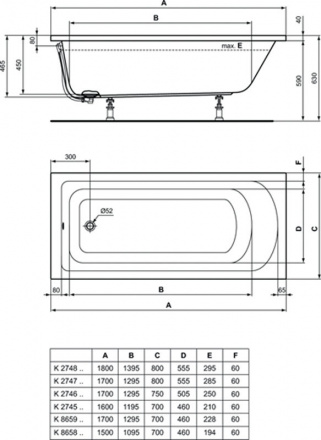 Ванна акриловая Ideal Standard Hotline 150x70 белый K865801 - 4