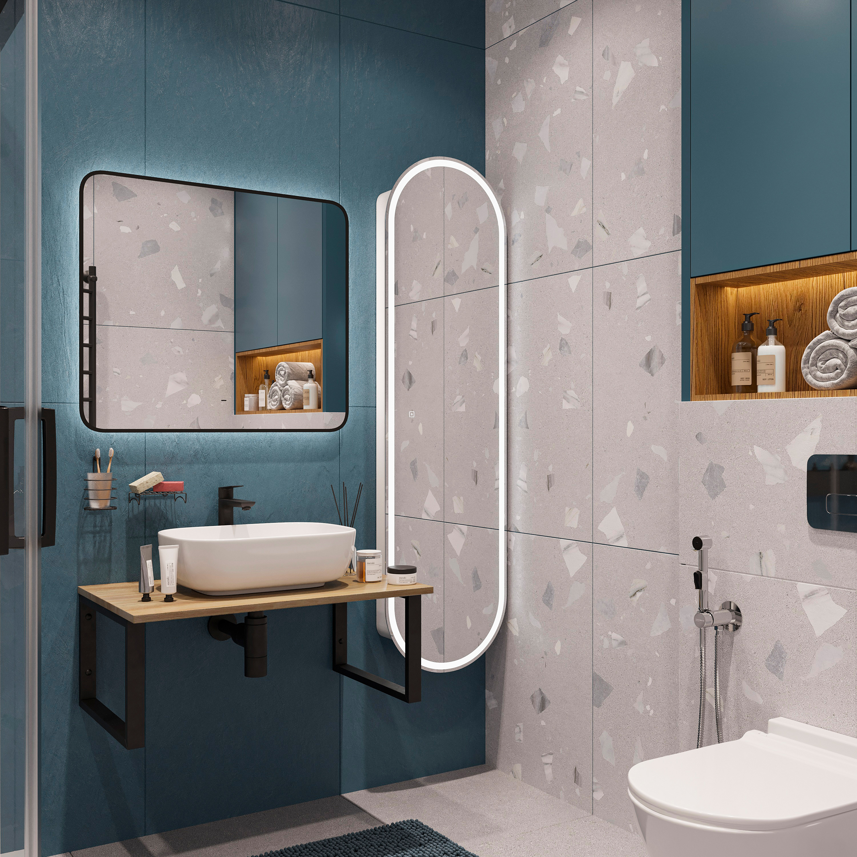 Столешница с раковиной DIWO Элиста 80 светлое дерево, с раковиной Moduo 50 Square 554887 - 2