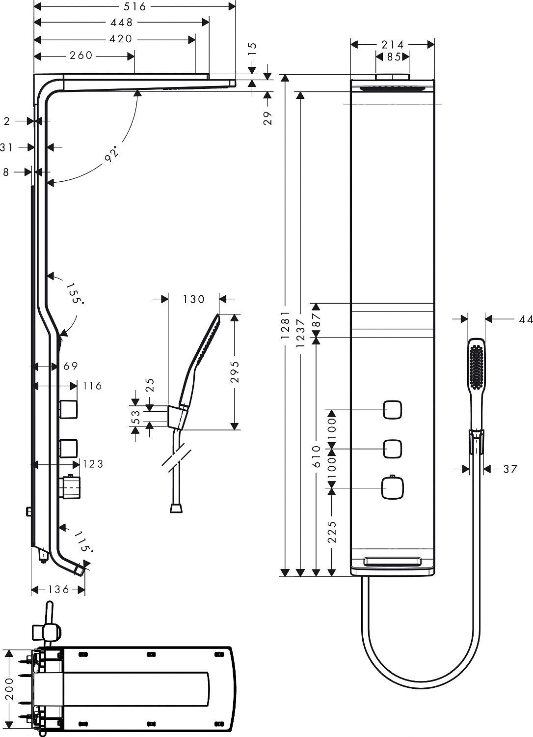 Душевая панель Hansgrohe Raindance Lift 27008000 - 5