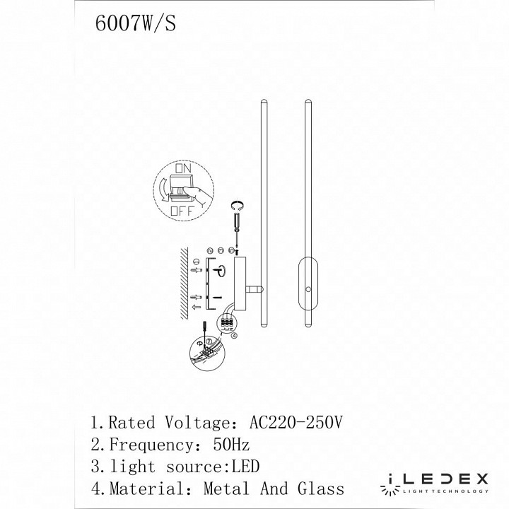 Бра iLedex Royal 6007W/S - 8W - 3000K BK - 1
