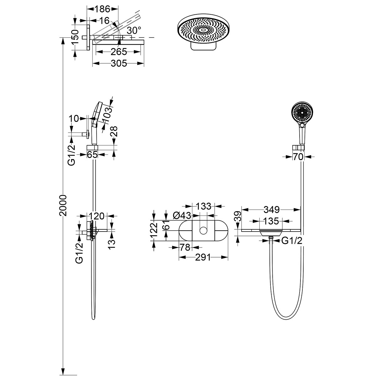 Душевой комплект Vincea Groove с термостатом хром VSFW-2F12TCH - 2