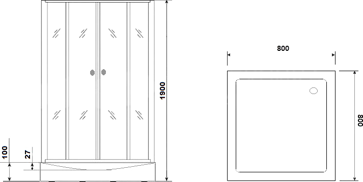 Душевая кабина Parly Frost FQ811B 80x80, с низким поддоном, профиль черный, стекло матовое - 1