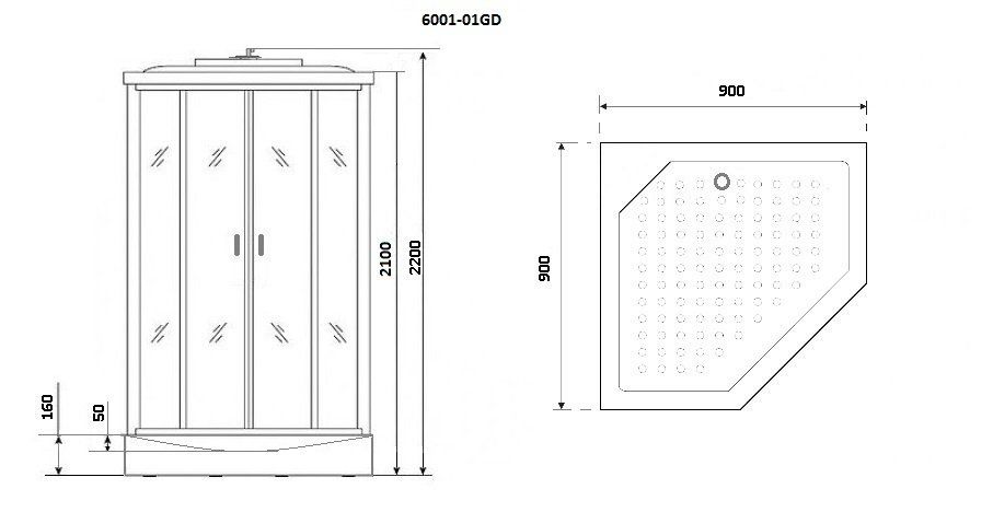 Душевая кабина Niagara Premium NG-6001-01GD 90х90х220 60010114GD - 2