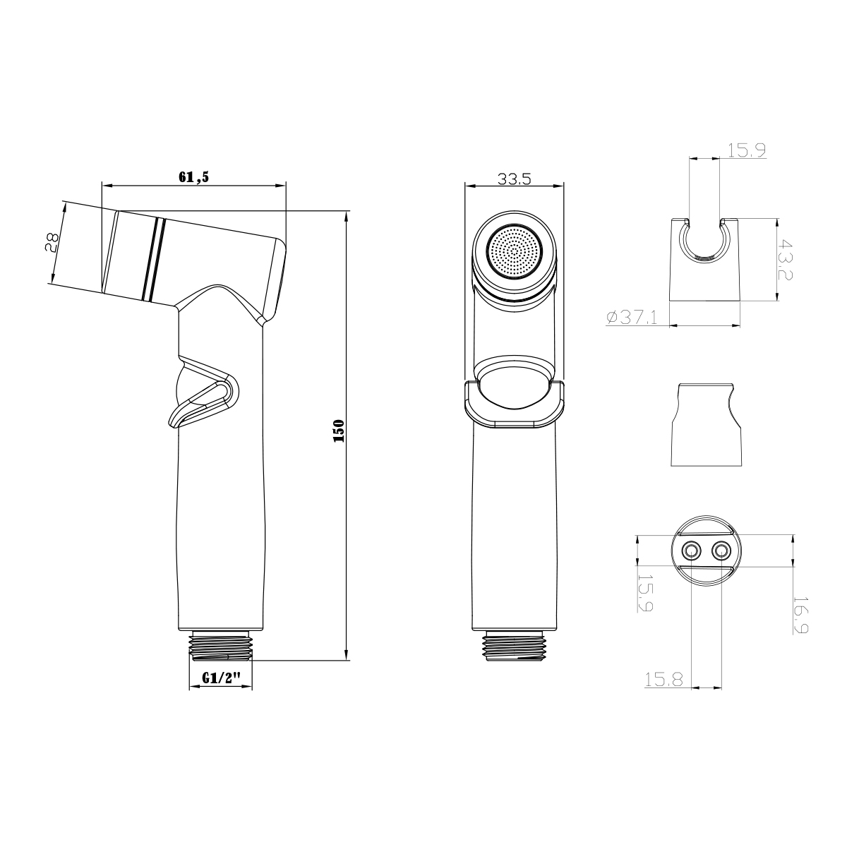 Комплект аксессуаров Lemark LM8088BL для биде, черный - 1