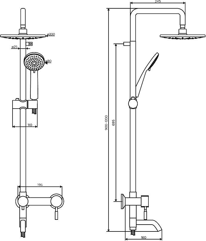 Душевая стойка Dorff Logic, нержавеющая сталь D0703000SS - 4