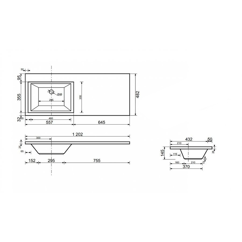 Раковина-столешница Style Line Estetus Даллас 120 белая левая СС-00002388 - 2