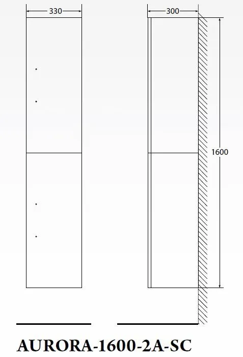 Шкаф-пенал Belbagno Aurora 30 L белый матовый AURORA-1600-2A-SC-BO-P-L - 1