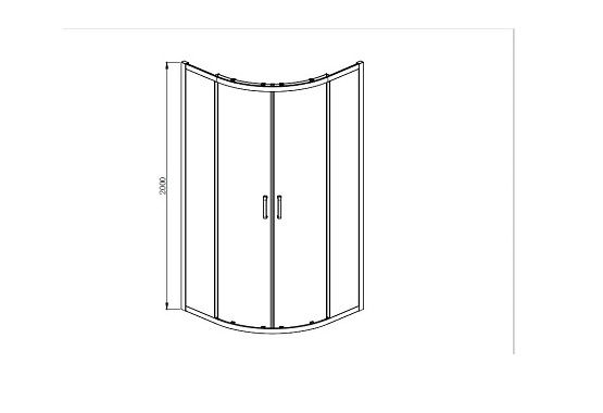 AQ NAA 2142-100 Душевой уголок 1/4 круга, двери раздвижные 1000x1000x2000, профиль хром, стекло прозрачное AQ ARI RO 10020CH - 4